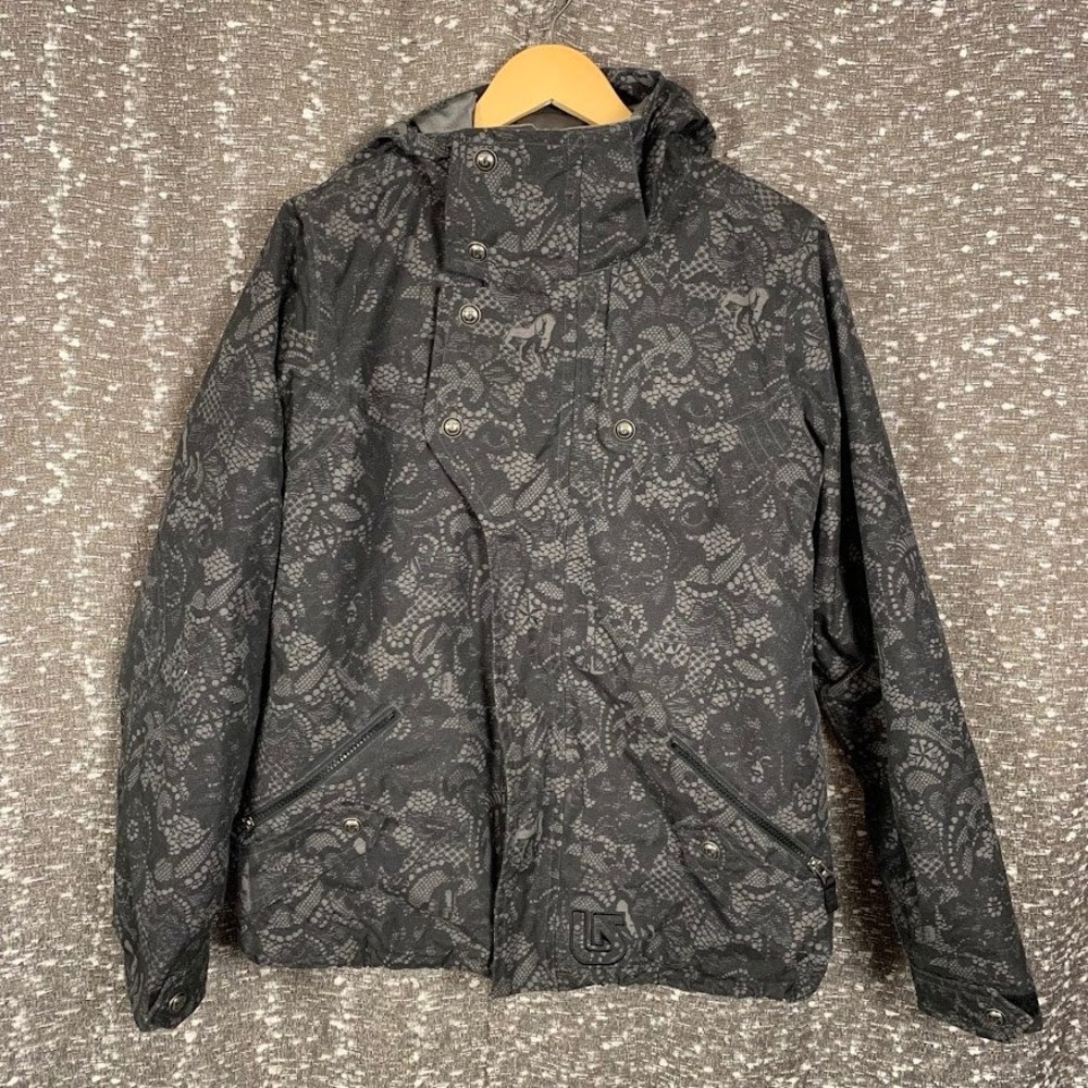 Burton Dryride Cool Flavors Snowboard Ski Jacket Black Lace Print Hooded